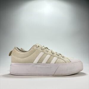 Adidas Bravada 2.0 White Canvas Low Top Platform Shoes IE2309 Women’s Size 10